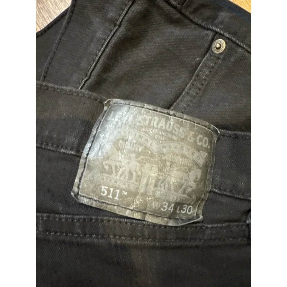 Levi's 511 Slim Flex Fit Jeans Men's 34x30 Actual (34x29) Black Denim Modern‎